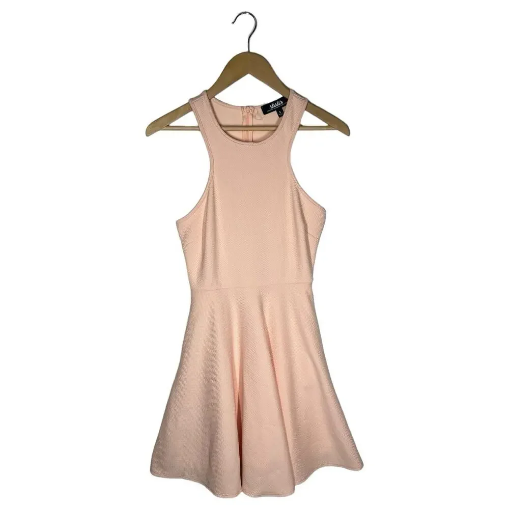 Lulus Dress Womens S Fit Flare Skater Sleeveless Textured Round Neck Lined Pink - Picture 1 of 13
